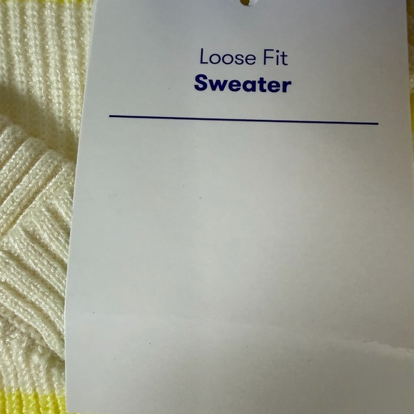 Women's Striped V-Neck Sweater Top - JoyLab™ Yellow/Cream Stripe M - Picture 8 of 12
